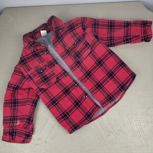 Carter's Red and Black Plaid Button-Up Lined Jacket size 2T